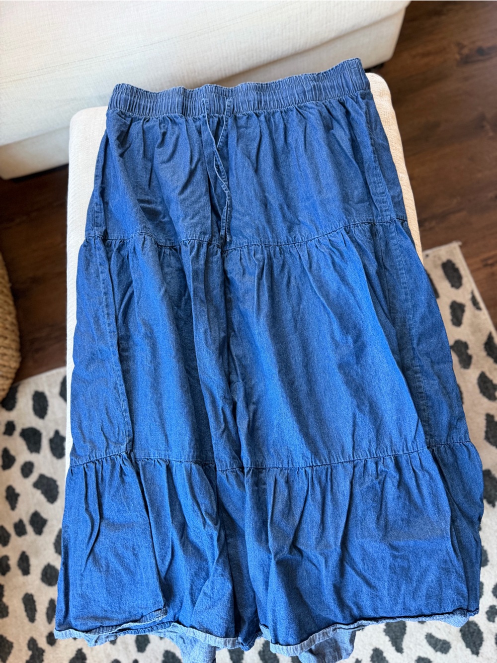 Serra Blue Tiered Denim Maxi Skirt